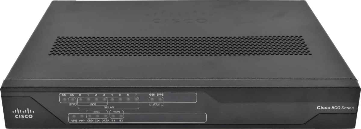 Cisco C897VAB-K9 8-Port RJ-45 GE 4xPoE integrated Services Router +SFP +WAN +ADSL no PSU