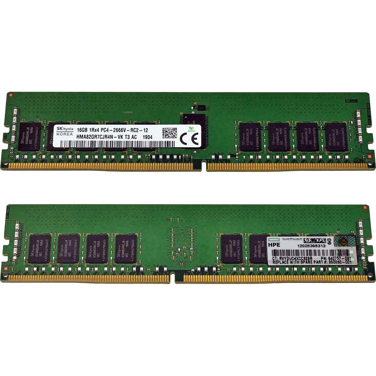 HP SKhynix 16GB 1Rx4 PC4-2666V DDR4 RAM HMA82GR7CJR4N-VK 840757-091