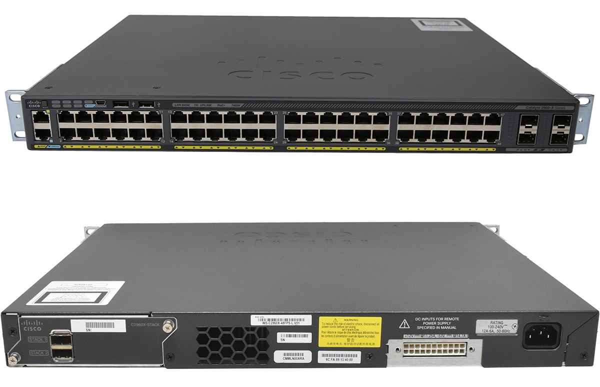 Cisco WS-C2960X-48FPS-L 48-Port PoE+ RJ-45 GE Switch 4x SFP +Rack Ears + C2960X-STACK Cisco WS-C2960X-48FPS-L 48-Port PoE+ RJ-45 GE Switch 4x SFP +Rack Ears + C2960X-STACK