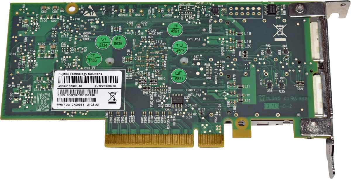 Fujitsu CA05954-2102 A3C40136900 Dual-Port FDR 54G QSFP+ Infiniband HCA Network Adapter PCIe x8 Fujitsu CA05954-2102 A3C40136900 Dual-Port FDR 54G QSFP+ Infiniband HCA Network Adapter PCIe x8