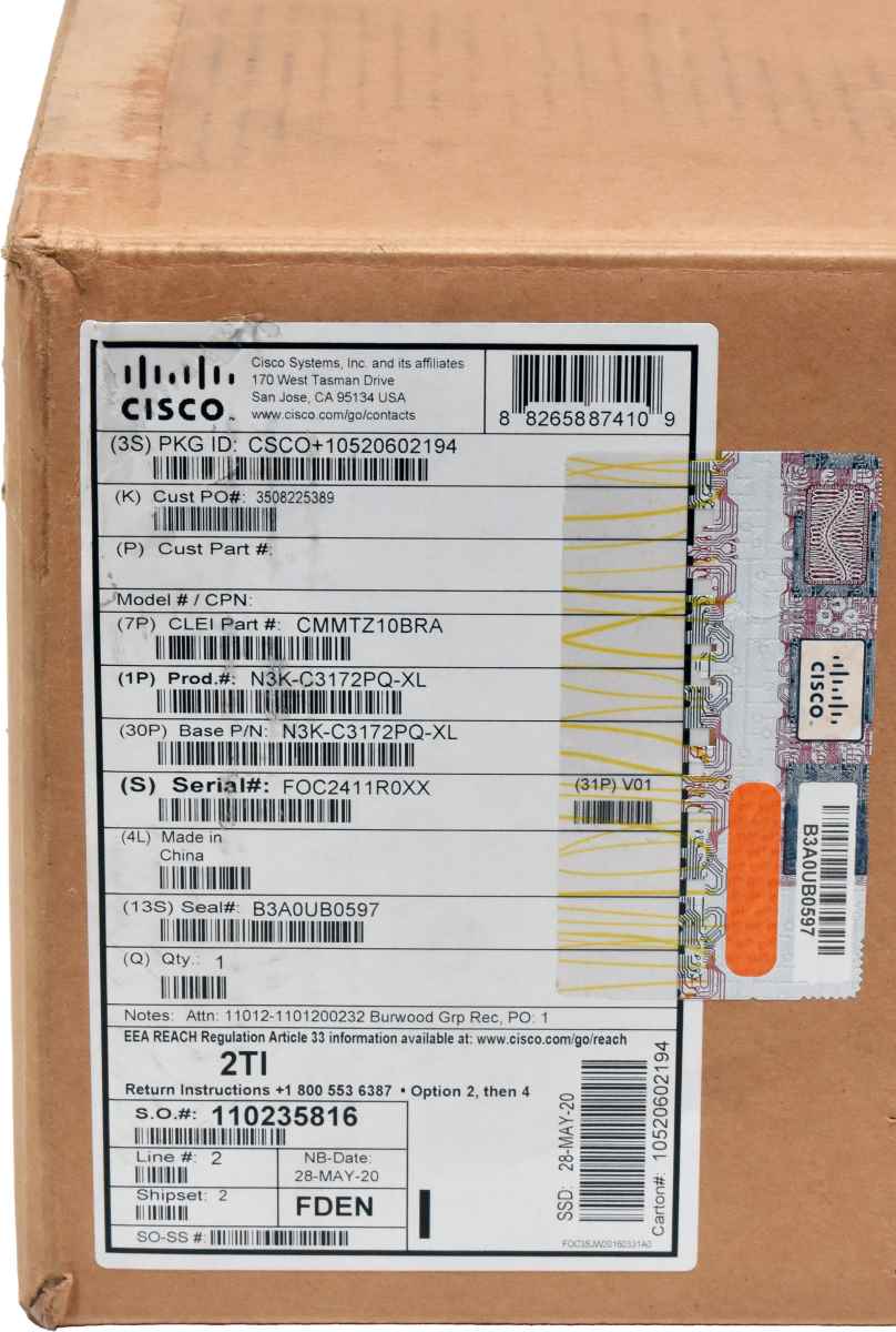 Cisco Nexus N3K-C3172PQ-XL 68-5949-01 48-Port SFP+ 10 GE Switch 6x 40G QSFP+ Rack Rails NEW