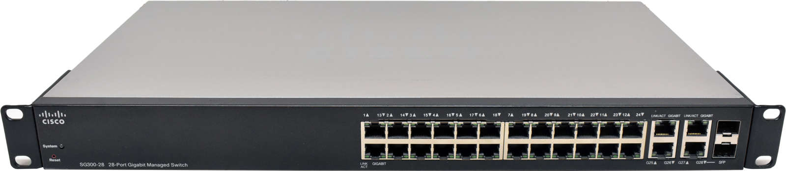 Cisco-SG300-28-SRW2024-K9-28-Port-RJ-45-GE-Switch-001.jpg Cisco SG300-28 SRW2024-K9 28-Port RJ-45 GE Switch 2x SFP +Rack Ears