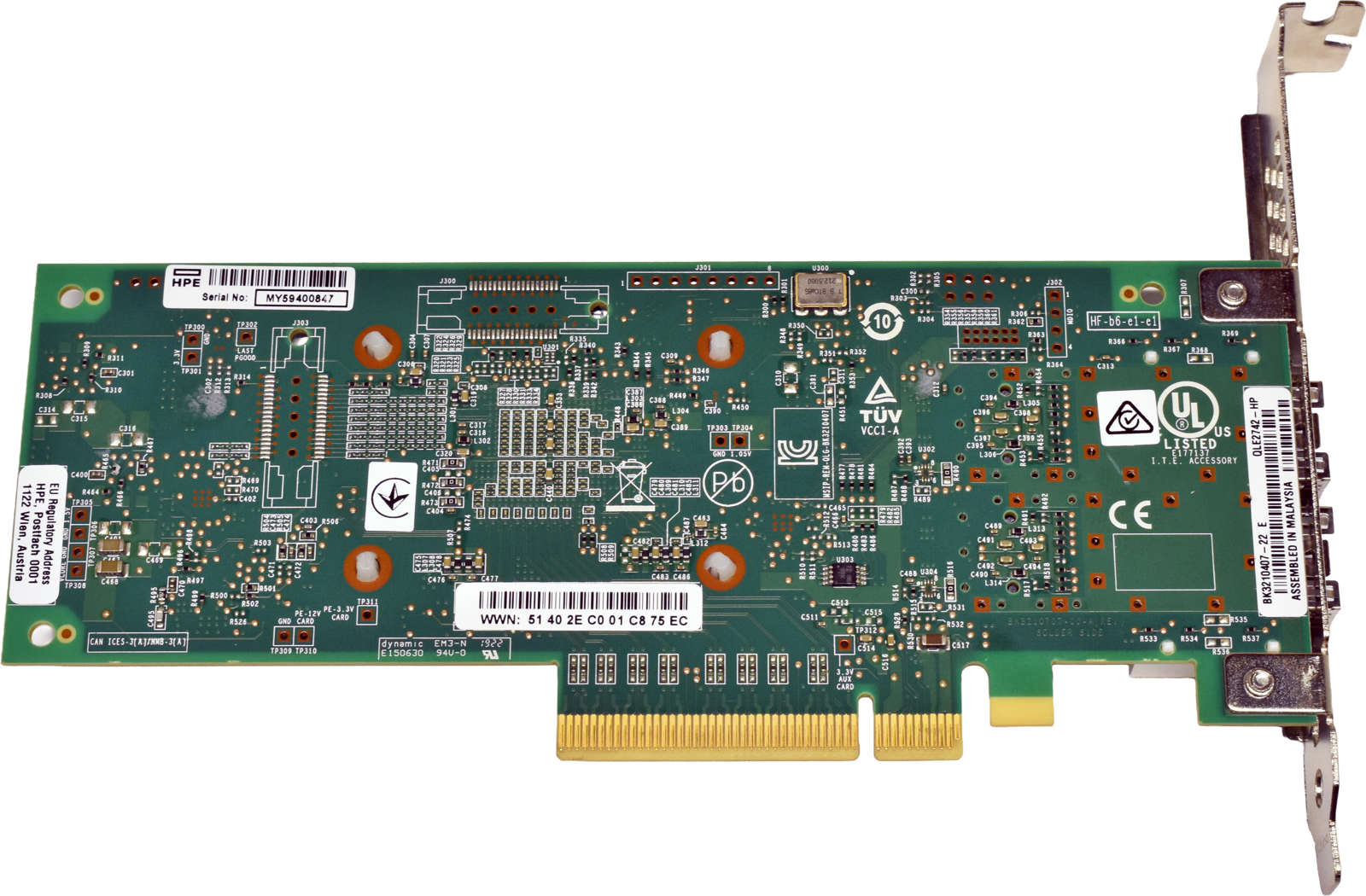 HP-SN1600Q-QLogic-QLE2742-Dual-Port-32G-SFP-PCIe-3-004.jpg HP SN1600Q QLogic QLE2742 Dual-Port 32G SFP+ PCIe 3.0 x8 FC HBA FP 868141-001 P9M76-63001