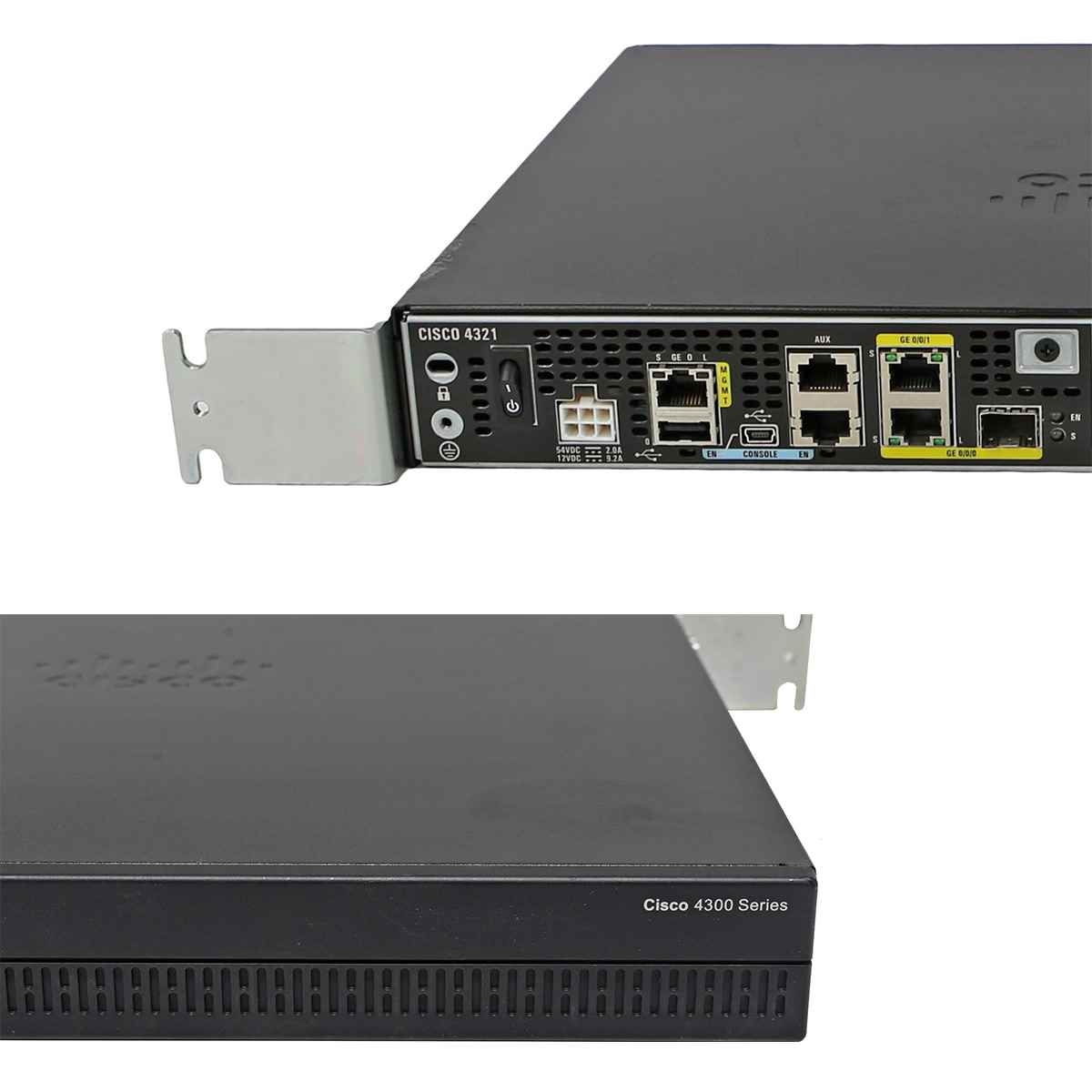 Cisco 4300 Series ISR4321/K9 GE Integrated Services Router no AC Adapter Rack Ears Cisco 4300 Series ISR4321/K9 GE Integrated Services Router +WAN NIM-1GE-CU-SFP no AC Adapter Rack Ears