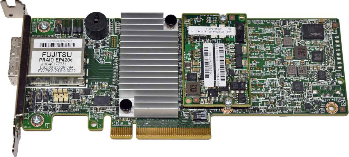Fujitsu LSI PRAID EP420e Dual-Port 12Gb PCIe x8 3.0 SAS/SATA RAID Controller +Cache +BBU LP