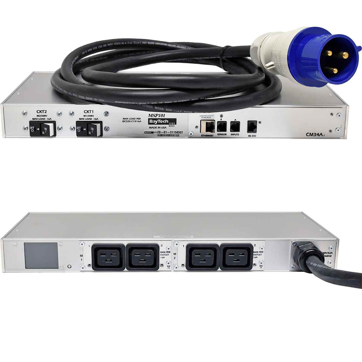 BayTech MSP101 Rack PDU Single-Phase 230V 32A 4x C19 16A