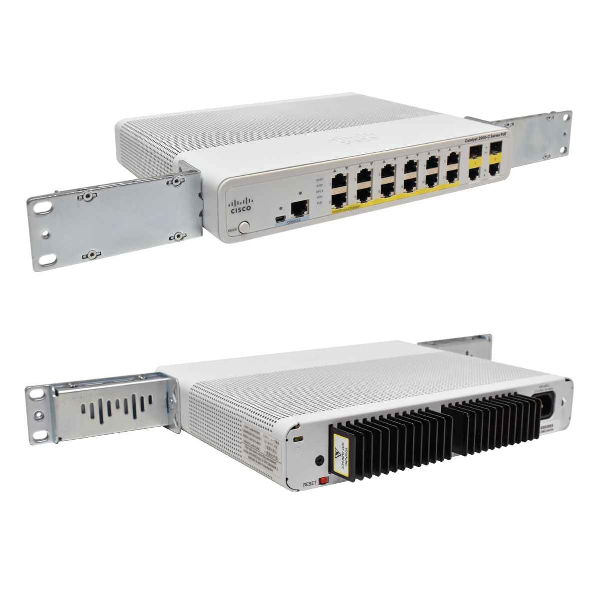 Cisco Catalyst WS-C2960C-12PC-L 12-Port Fast Ethernet PoE Switch 2 x SFP mit Winkel Cisco Catalyst WS-C2960C-12PC-L 12-Port Fast Ethernet PoE Switch 2 x SFP mit Winkel
