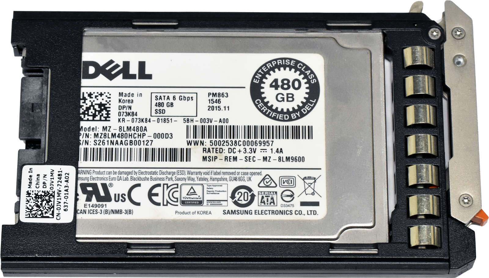 Dell-Samsung-PM863-480GB-073K84-MZ-8LM480A-1-8-6G-003.jpg Dell Samsung PM863 480GB 073K84 MZ-8LM480A 1.8" 6G SATA SSD PowerEdge M830 M630 M430 Blade
