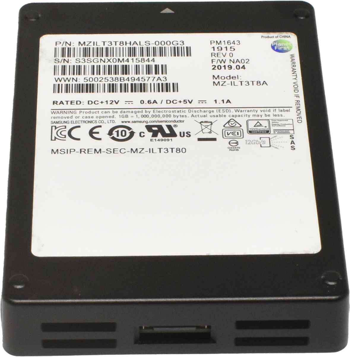 Samsung PM1643 3.84TB 2.5" 12Gbps SAS SSD MZ-ILT3T8A Samsung PM1643 3.84TB 2.5" 12Gbps SAS SSD MZ-ILT3T8A