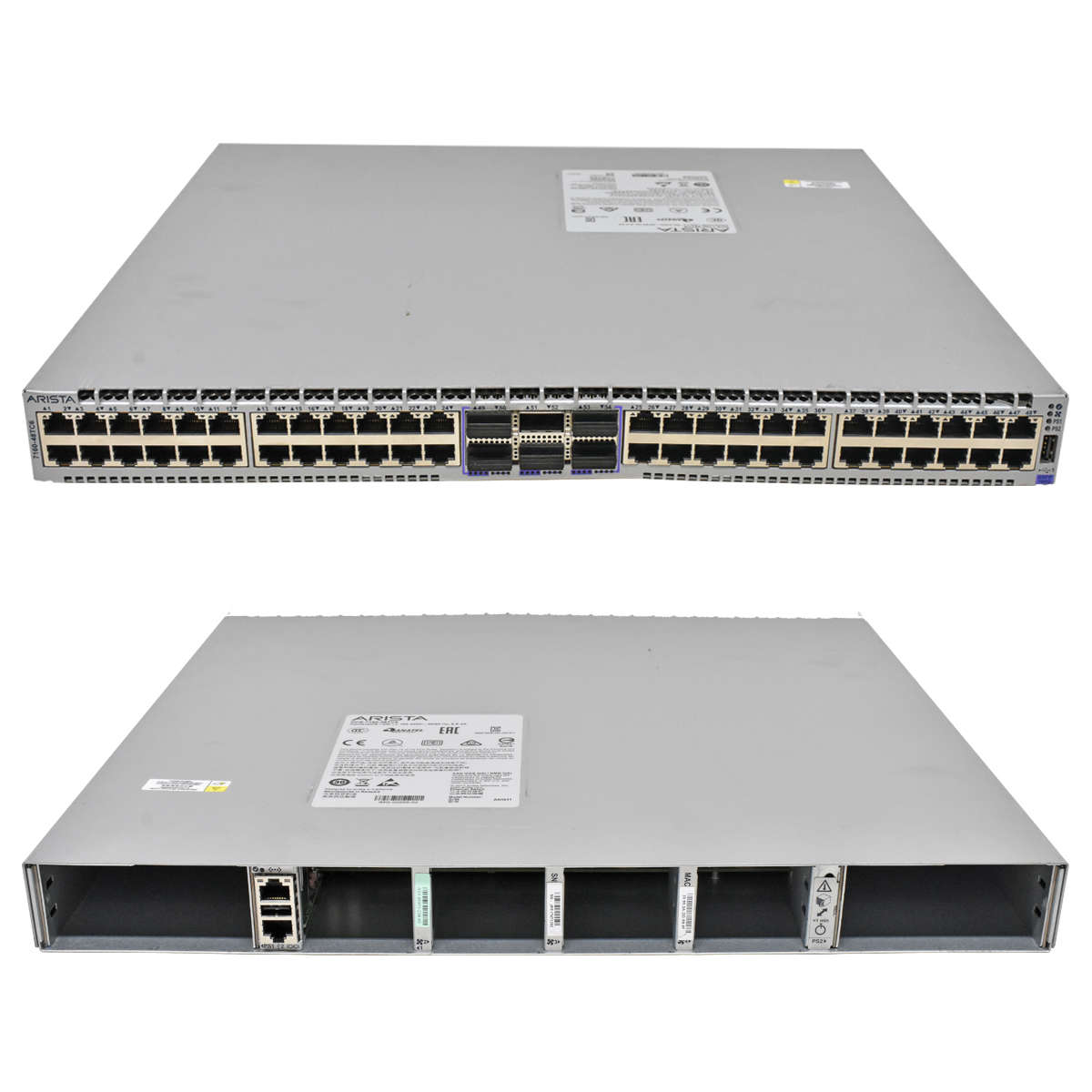Arista-DCS-7160-48TC6-48-Port-10G-RJ45-Ethernet-Sw-001.jpg Arista DCS-7160-48TC6 48-Port 10G RJ45 Ethernet Switch 6x 100G QSFP w/o Fans PSUs housing bent