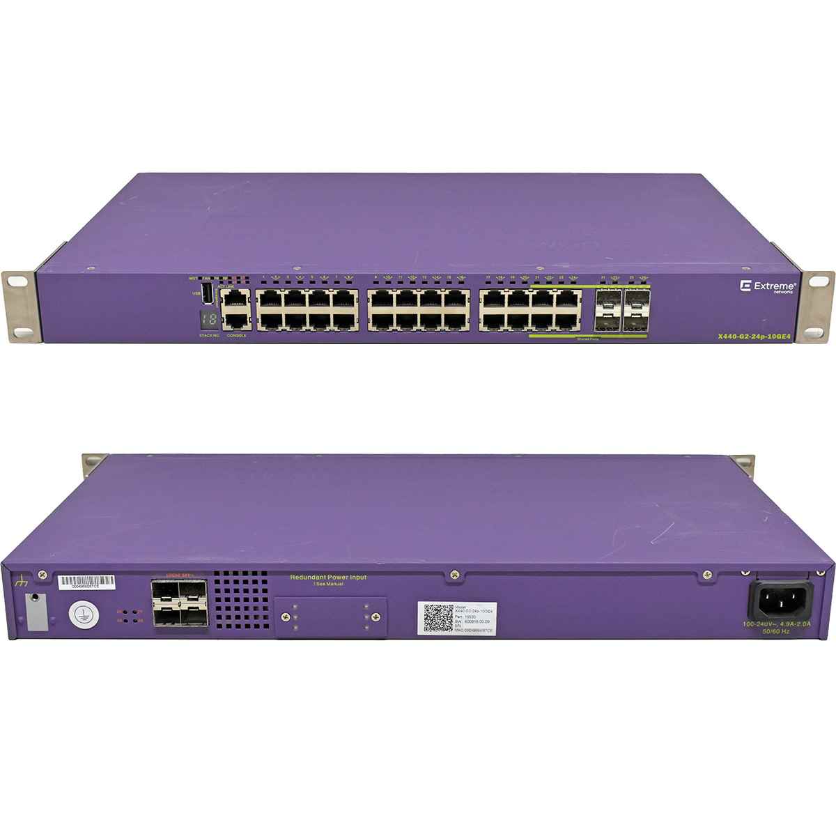 Extreme Summit X440-G2-24p-10GE4 24-Port PoE+ GE Switch 4+4 SFP/SFP+ Rack Ears Extreme Summit X440-G2-24p-10GE4 24-Port PoE+ GE Switch 4+4 SFP/SFP+ Rack Ears