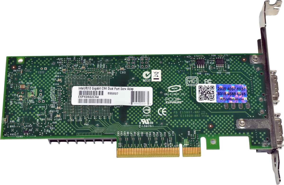 Intel Gigabit CX4 Dual Port Serv Adap EXPX9502CX4 Dual-Port 10GE CX4 PCIe 2.0 x8 FP Intel Gigabit CX4 Dual Port Serv Adap EXPX9502CX4 Dual-Port 10GE CX4 PCIe 2.0 x8 FP