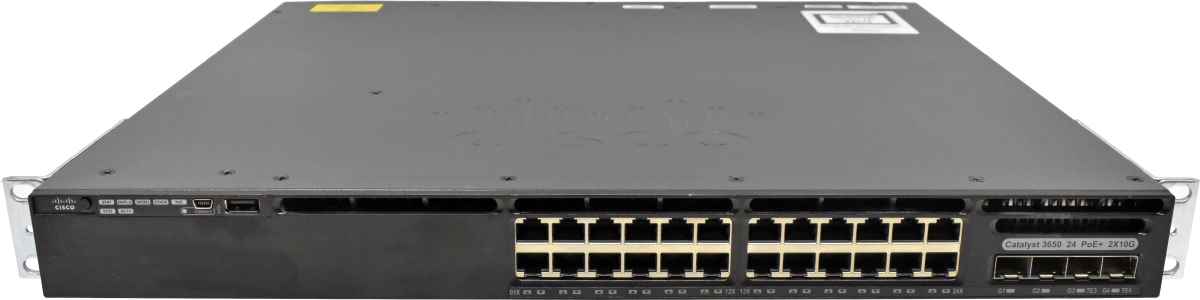Cisco Catalyst WS-C3650-24PD-S 24-Port PoE+ RJ-45 GE Switch 2x 10G SFP+ 2x 1G SFP +Rack Ears Cisco Catalyst WS-C3650-24PD-S 24-Port PoE+ RJ-45 GE Switch 2x 10G SFP+ 2x 1G SFP +Rack Ears