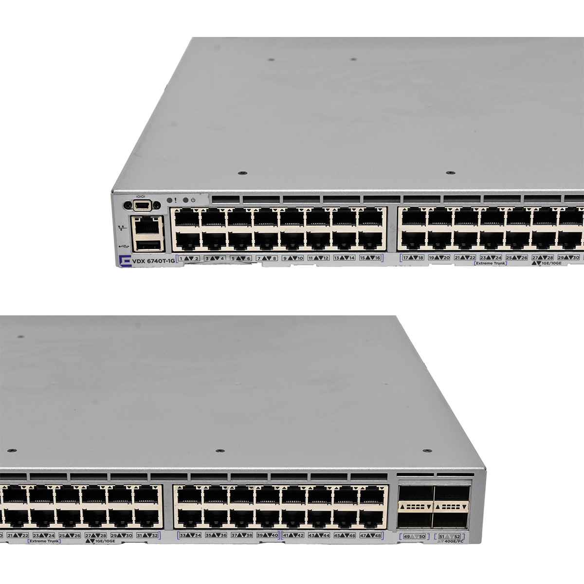Extreme VDX 6740T-1G XBR-VDX6740T-56-1G-F 48-Port 10G RJ-45 Ethernet Switch 4x 40G QSFP+ Extreme VDX 6740T-1G XBR-VDX6740T-56-1G-F 48-Port 10G RJ-45 Ethernet Switch 4x 40G QSFP+