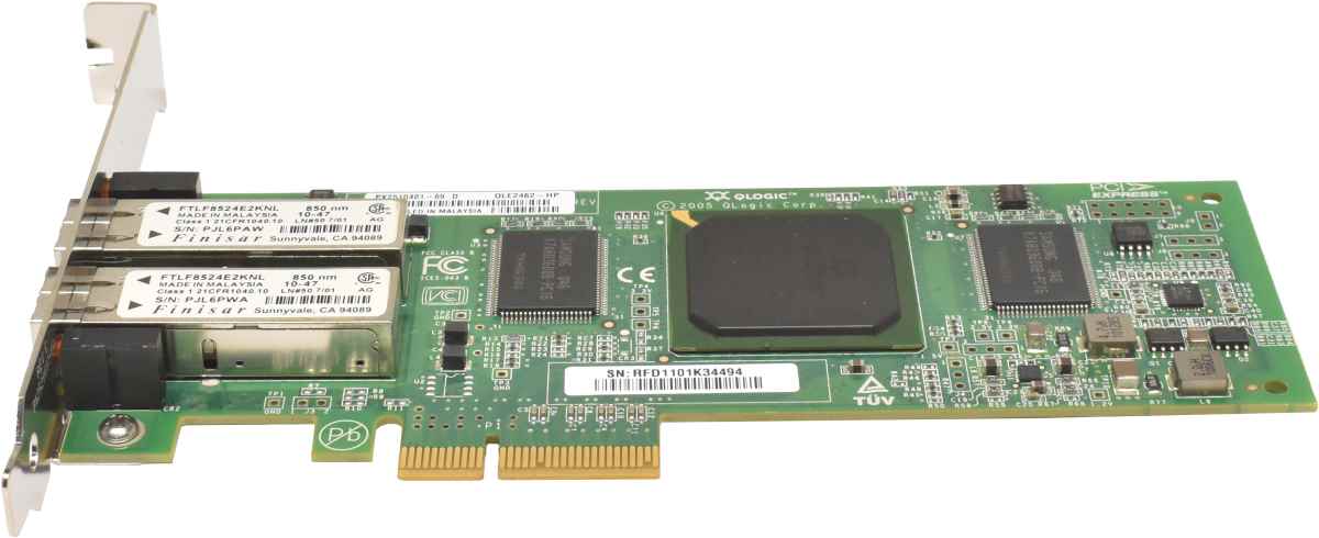 QLogic QLE2462-HP FC Dual-Port 4GBit PCIe x4 Host Bus Adapter SP# 407621-001 FP