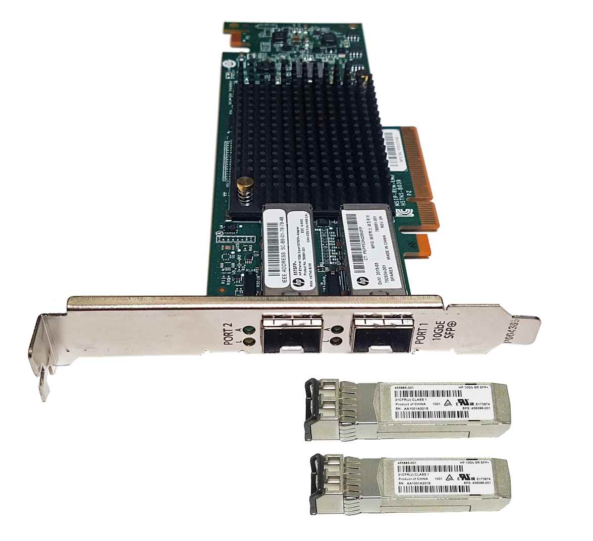 HP 557SFP+ Dual-Port 10GbE PCIe x8 Server Adapter 788991-001 792834-001 FP + 2x GBIC HP 557SFP+ Dual-Port 10GbE PCIe x8 Server Adapter 788991-001 792834-001 FP + 2x GBIC