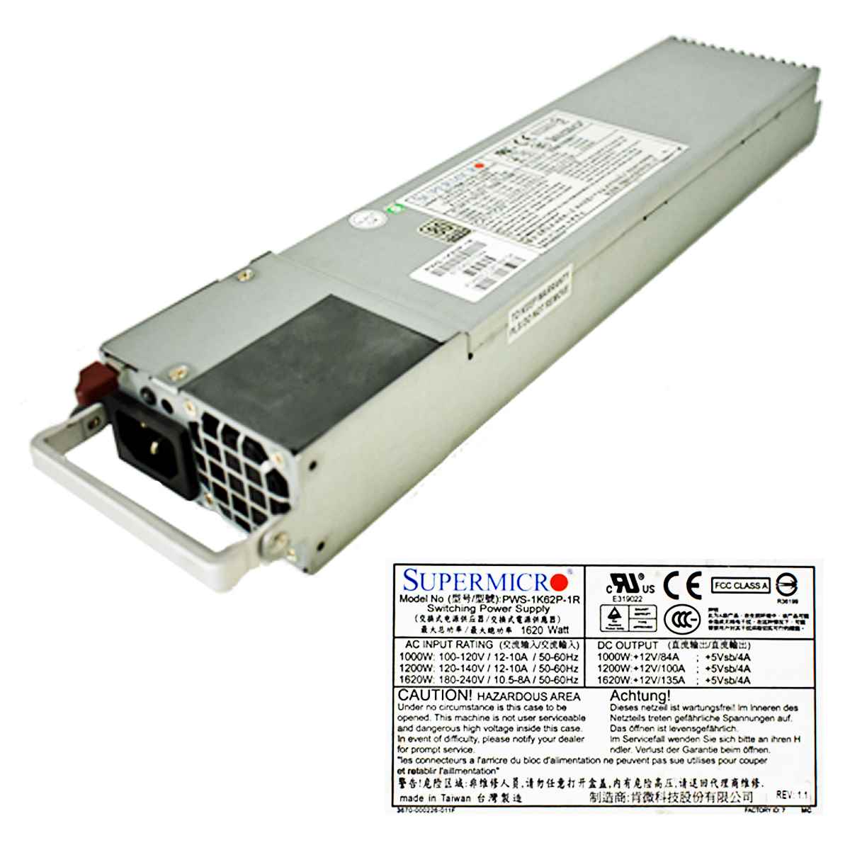 Supermicro Power Supply / Netzteil PWS-1K62P-1R 1620W für CSE-848X X10QBi Server Supermicro Power Supply / Netzteil PWS-1K62P-1R 1620W für CSE-848X X10QBi Server