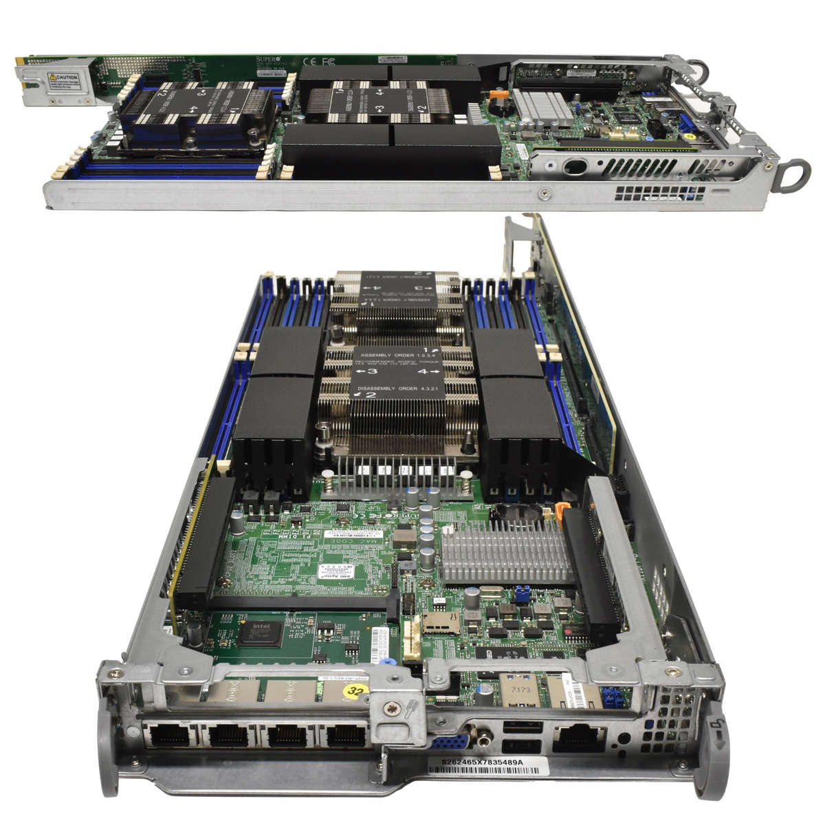Supermicro-Node-Server-X11DPT-Rev-1-02-no-CPU-no-P-004.jpg Supermicro Node Server X11DPT Rev:1.02 no CPU no PC4 2x Heatsink 1x AOC-MGP-i4M