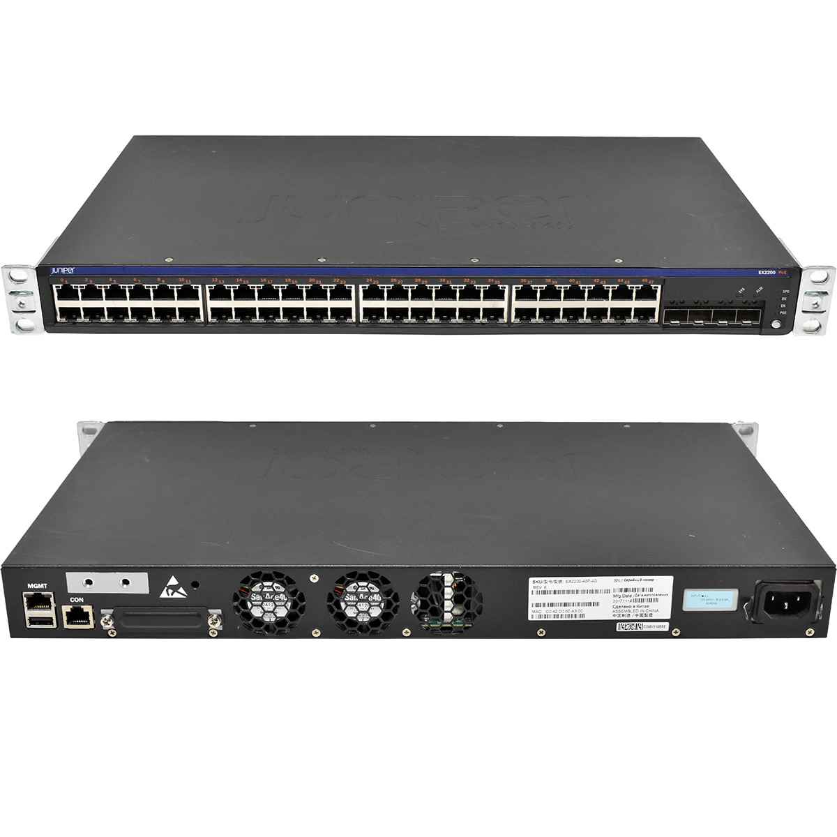 Juniper EX2200-48P-4G 750-026331 48-Port PoE+ 1GE Switch 4x SFP Rack Ears Juniper EX2200-48P-4G 750-026331 48-Port PoE+ 1GE Switch 4x SFP Rack Ears
