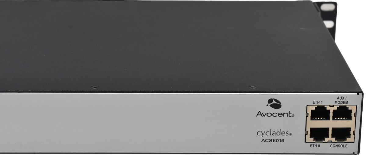 Avocent Cyclades ACS6016 16-Port Advanced Console Server 520-689-501 1x PSU +Rack Ears Avocent Cyclades ACS6016 16-Port Advanced Console Server 520-689-501 1x PSU +Rack Ears