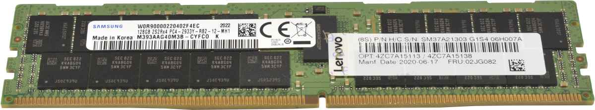 Samsung Lenovo 128 GB 2S2Rx4 PC4-2933Y-RB2-12 DDR4 RAM ECC M393AAG40M3B-CYF 02JG082