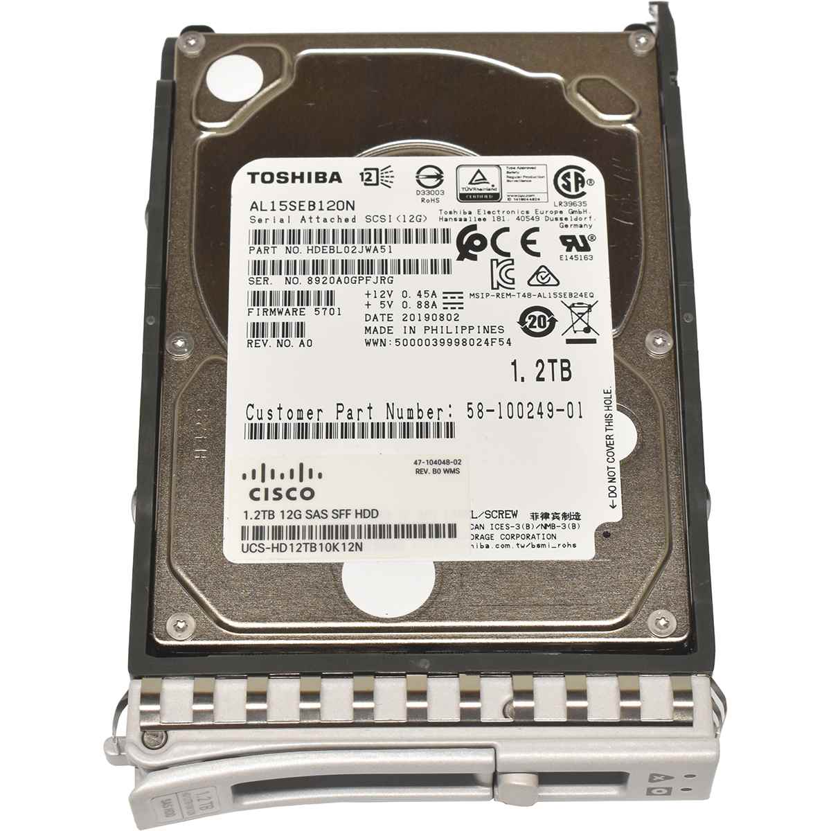 Cisco Toshiba 1.2TB 2.5" 10K 12G SAS SFF HDD Festplatte AL14SEB120N C240 M5 C220 M5