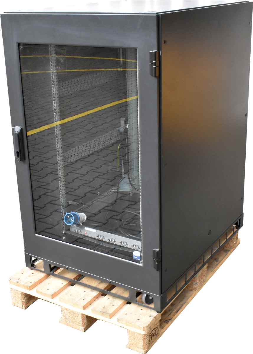 Knürr 24H E+Lüfter 230V A3C40084361 Server Rack B79cm x H129cm T100cm +Control Unit 4x Power Strips