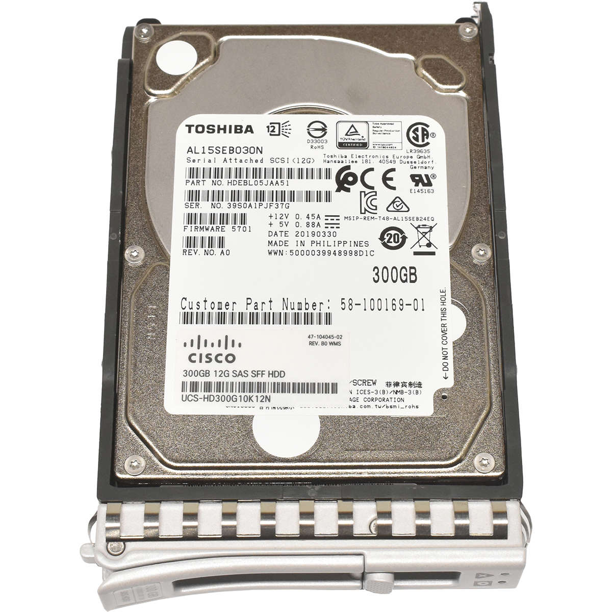 Cisco-Toshiba-300GB-2-5-10K-12G-SAS-SFF-HDD-Festpl-005.jpg Cisco Toshiba 300GB 2.5" 10K 12G SAS SFF HDD Festplatte AL15SEB030N UCS-HD300G10K12N
