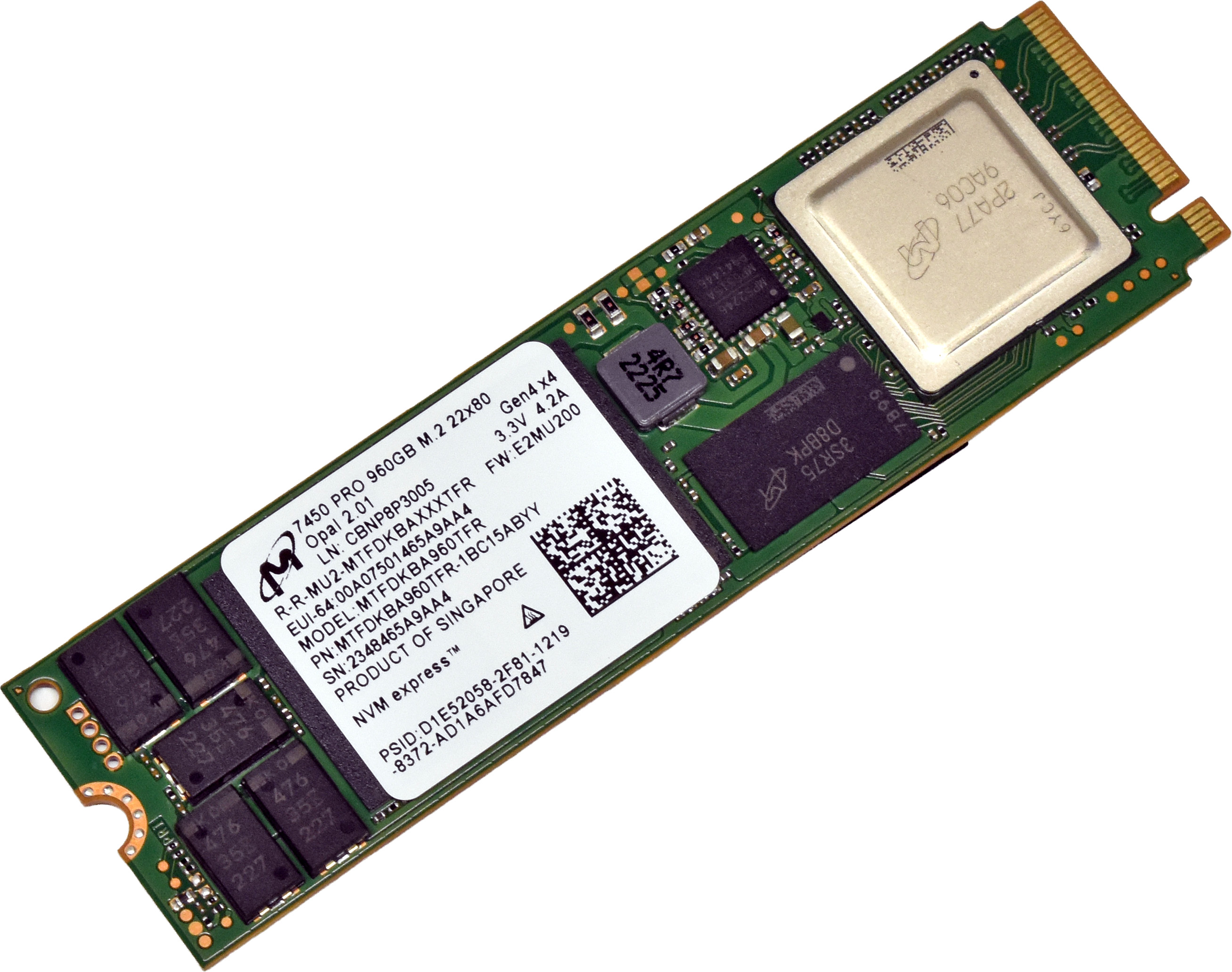 Lenovo Micron 7450 PRO MTFDKBA960TFR 01PE738 960GB M.2 2280 NVMe OPAL SED SSD