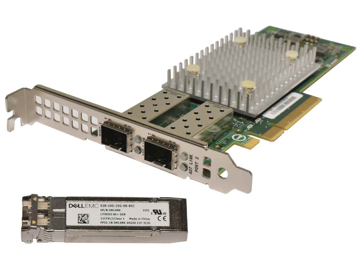 DELL Dual Port 10GbE/25GbE QLogic QL41262 PCI-e + 1x 10 Gbic SFP 051GRM FP