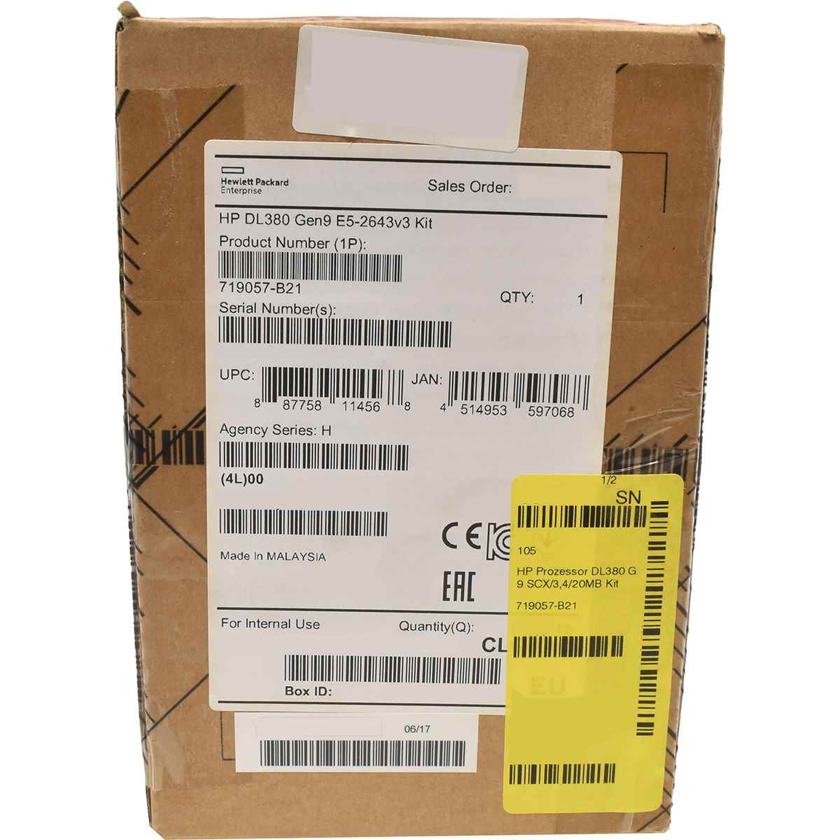 HP 719057-B21 Intel Xeon E5-2643v3 3.4GHz CPU Kit + Heatsink +2x Fans für ProLiant DL380 G9 NEU HP 719057-B21 Intel Xeon E5-2643v3 3.4GHz CPU Kit + Heatsink +2x Fans für ProLiant DL380 G9 NEU