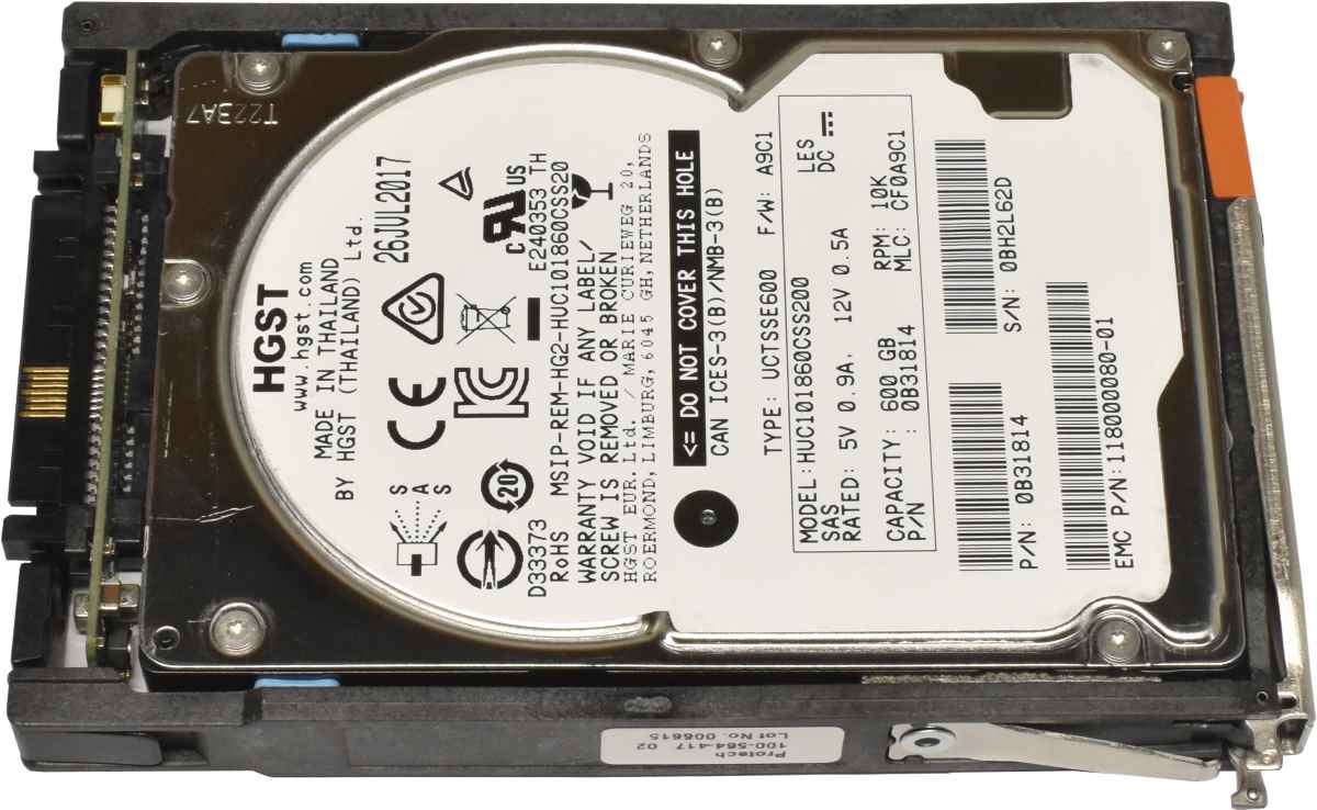 HGST 600GB 2.5“ 10K 6G SAS HDD Festplatte HUC101860CSS200 mit EMC Rahmen 005051465