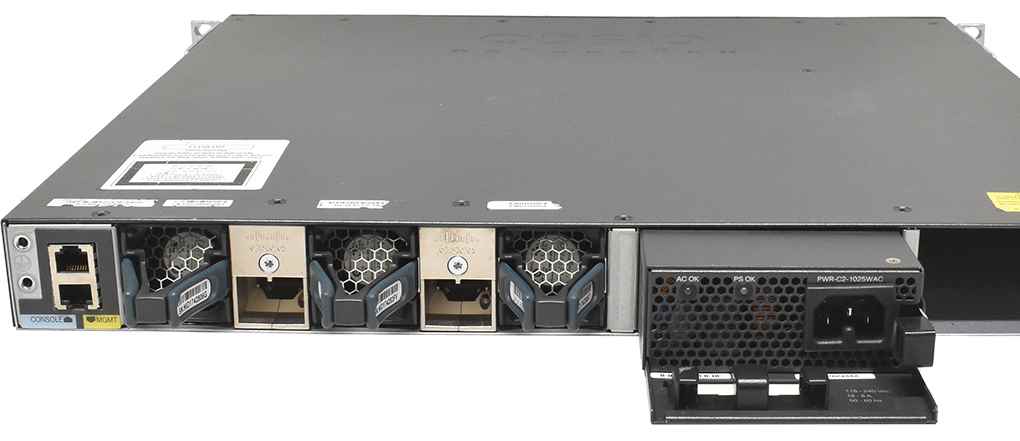 Cisco WS-C3650-48FS-S 48-Port PoE+ RJ-45 GE Switch 4-Port SFP GE Uplink 1x PSU Rack Ears