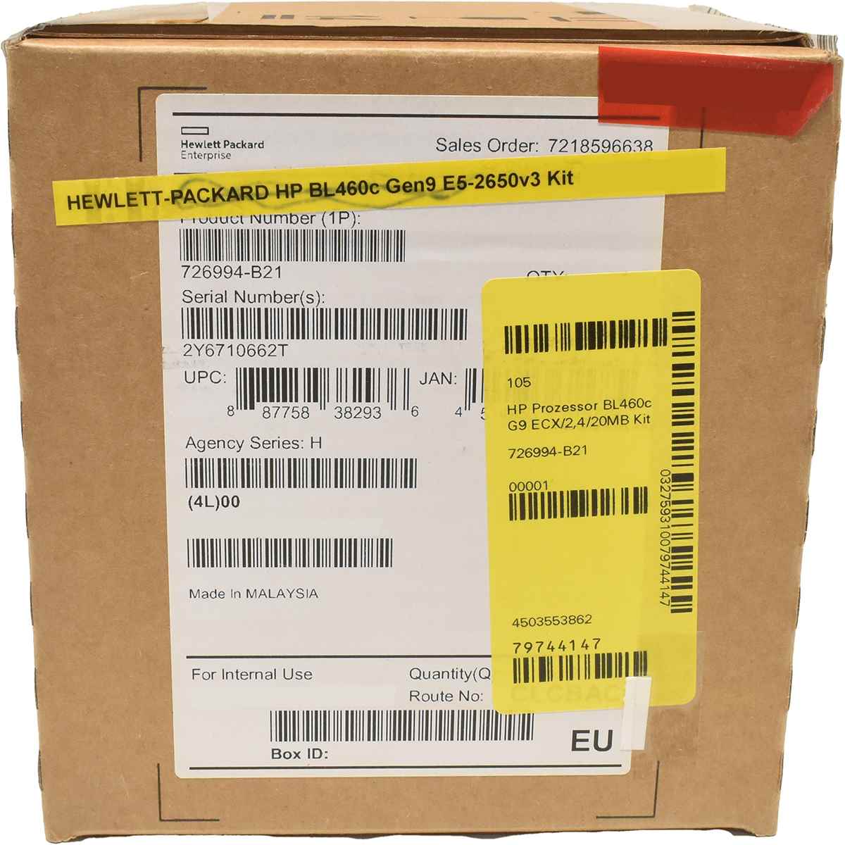 HP 726994-B21 Intel Xeon E5-2630v3 2.4GHz CPU Kit + Heatsink für ProLiant BL460c G9 NEU HP 726994-B21 Intel Xeon E5-2630v3 2.4GHz CPU Kit + Heatsink für ProLiant BL460c G9 NEU