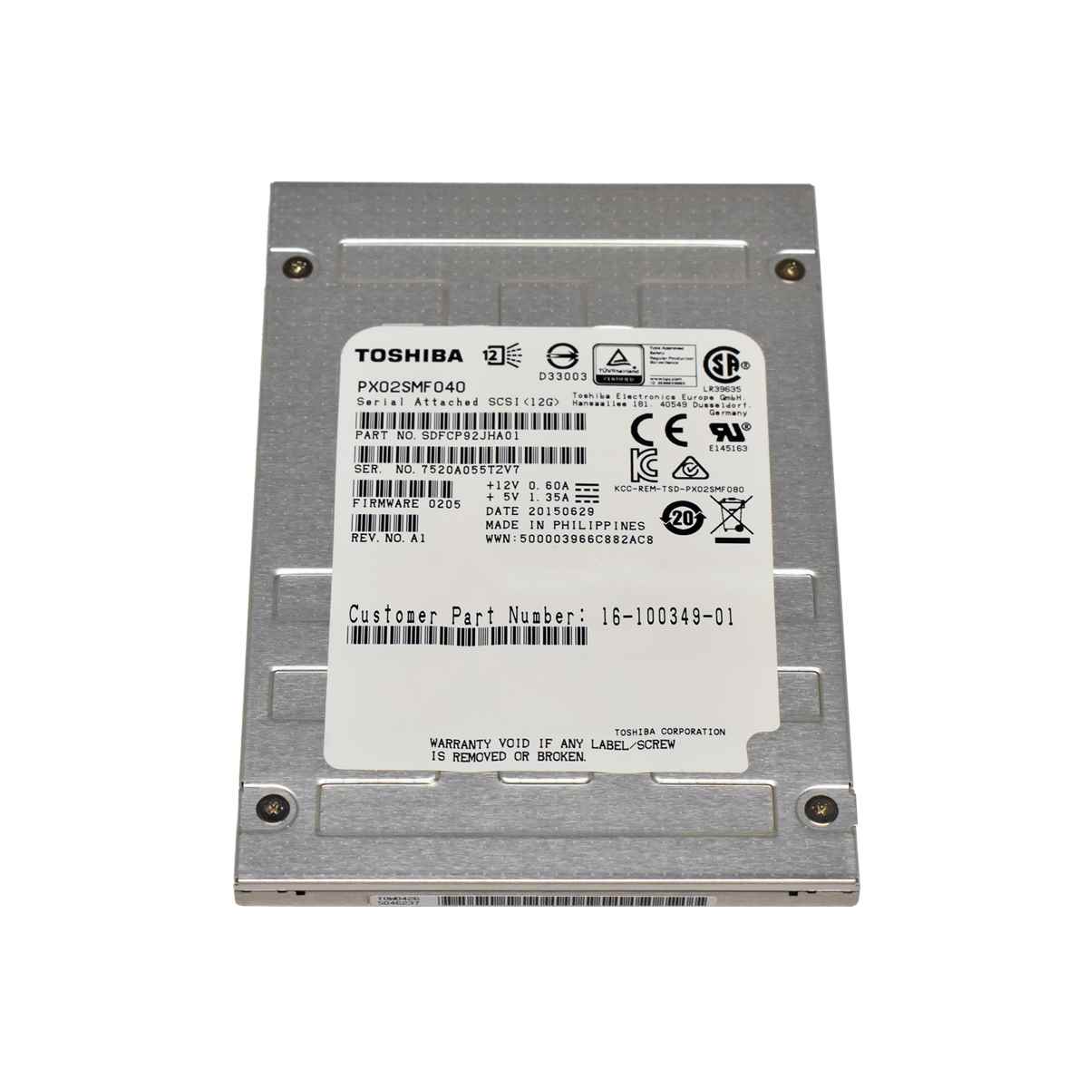Toshiba PX02SMF040 SDFCP92JHA01 400GB SAS 12G 2.5“ Solid State Drive (SSD)