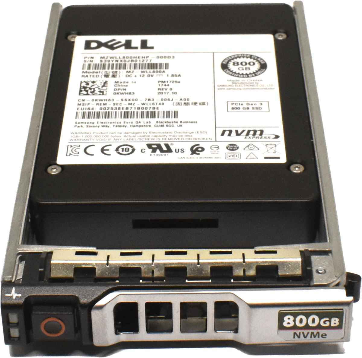 Dell Samsung PM1725a 800GB 2.5" NVMe PCIe SSD MZ-WLL800A 0KWH83 PowerEdge Dell Samsung PM1725a 800GB 2.5" NVMe PCIe SSD MZ-WLL800A 0KWH83 PowerEdge