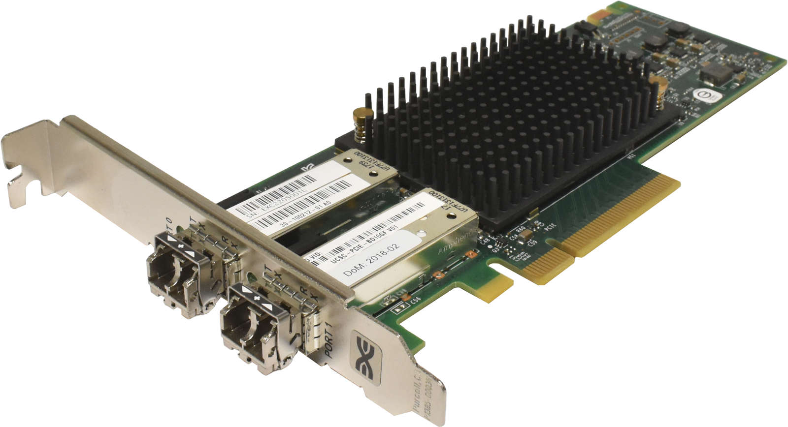 Cisco-Emulex-UCSC-PCIE-BD16GF-Dual-Port-16GB-FC-PC-001.jpg Cisco Emulex UCSC-PCIE-BD16GF Dual-Port 16GB FC PCIe 3.0 x8 Host Bus Adapter 30-100212-01 + 2x GBIC FP