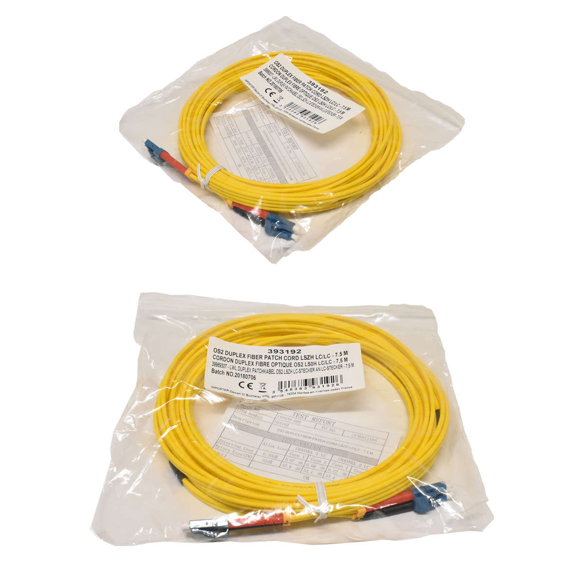 80 x Corning OS2 Duplex Fiber patch Cord GELB LSZH LC/LC- 7,5m NEU NEW