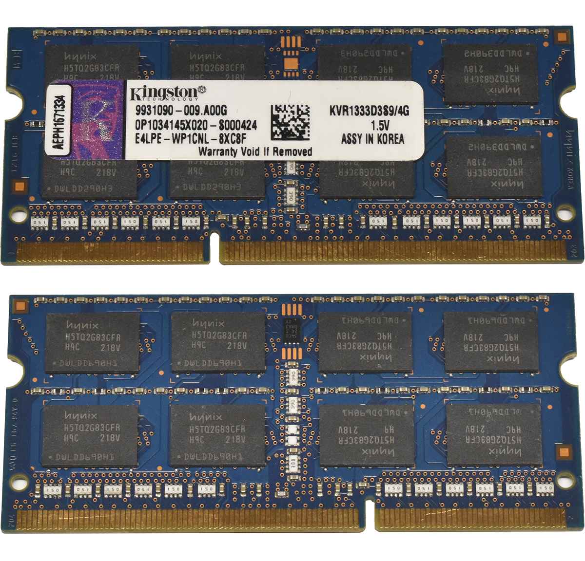 Kingston 4GB PC3-10600S KVR1333D3S9/4G SO-DIMM Kingston 4GB PC3-10600S KVR1333D3S9/4G SO-DIMM