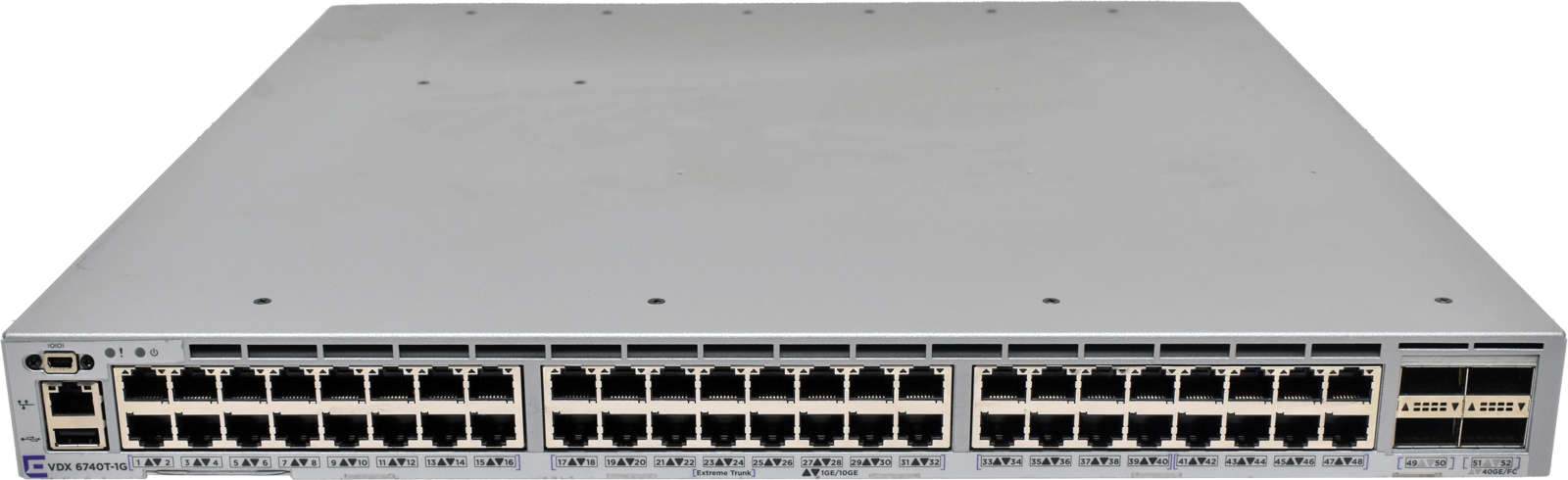 Extreme VDX 6740T-1G XBR-VDX6740T-56-1G-F 48-Port 10G RJ-45 Ethernet Switch 4x 40G QSFP+