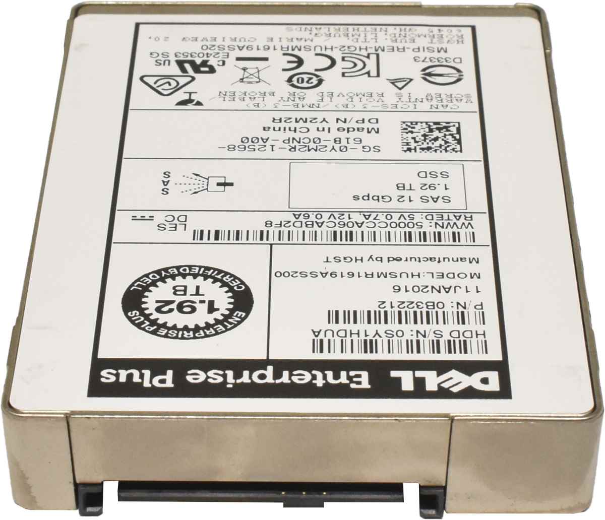 Dell HUSMR1619ASS200 1.92TB 2.5" 12G SAS SSD 0Y2M2R 0B32212