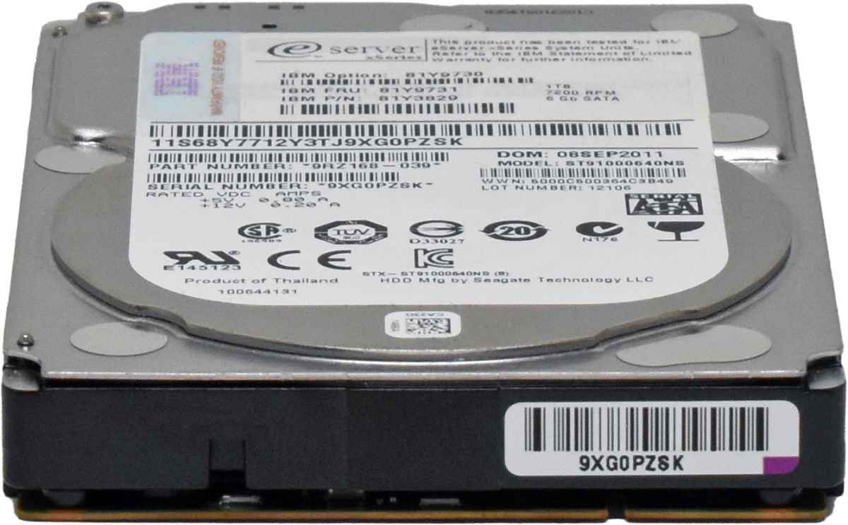 IBM Seagate 81Y9729 1TB 2.5 Zoll SATA 6G HDD Festplatte 7.2K ST91000640NS 9RZ168-039
