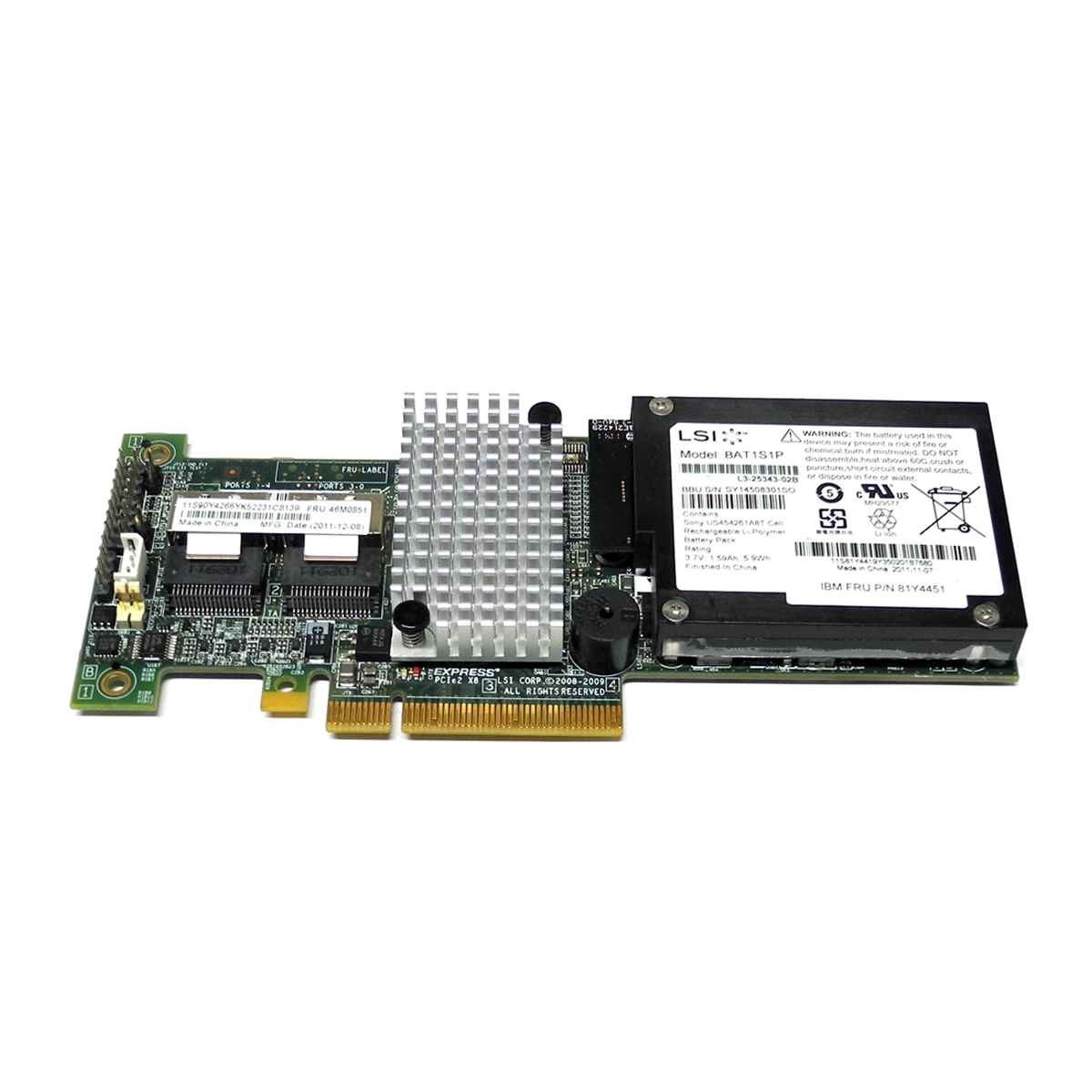 IBM ServeRAID M5015 6 Gb/s RAID Controller L3-25121-79B 46M0851 +BBU o. Bracket IBM LSI ServeRAID M5015 6 Gb RAID Controller L3-25121-79D 46C8927 ohne Bracket