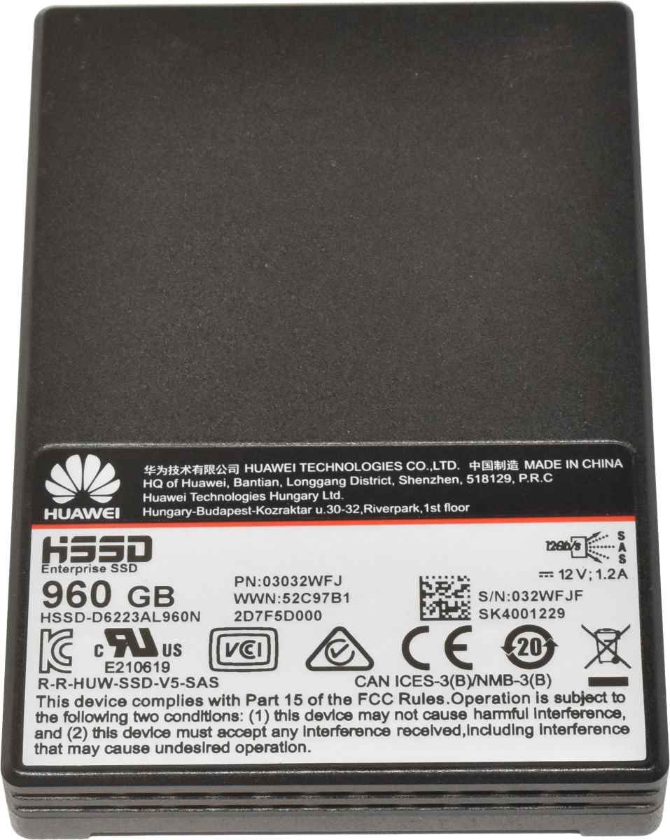 Huawei Enterprise HSSD-D6223AL960N 960GB 2.5" 12G SAS SSD 03032WFJ Huawei 960GB 2.5" 12G SAS SSD HSSD-D6223AL960N 03032WFJ OceanStor 2000, 5000. 6000