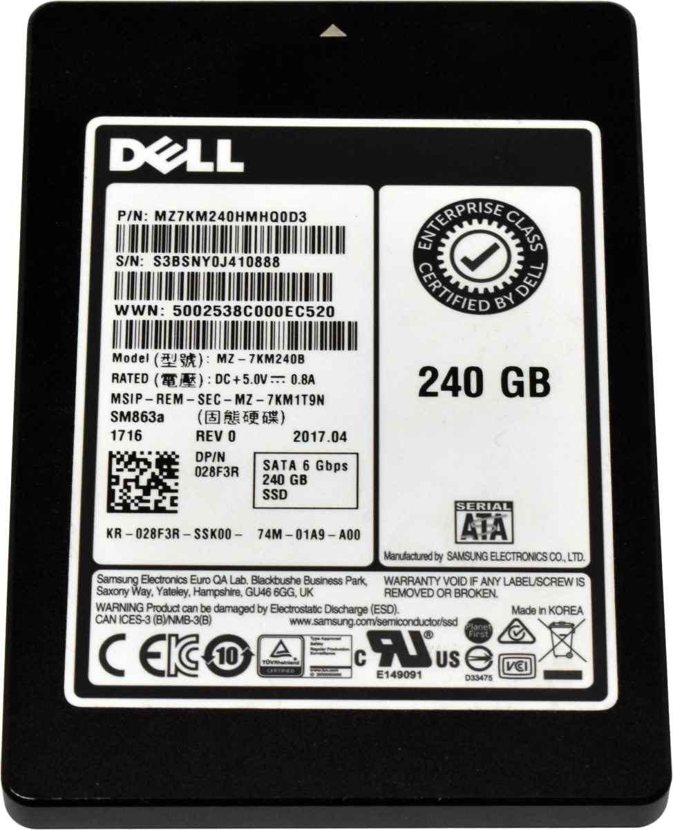 Dell Samsung 240GB 028F3R MZ-7KM240B 2.5" 6G SATA SSD Dell Samsung 240GB 028F3R MZ-7KM240B 2.5" 6G SATA SSD