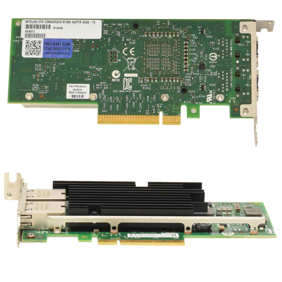 Intel X540-T2 Dual-Port 10Gb Ethernet PCI-Express x8 Converged Network Adapter LP