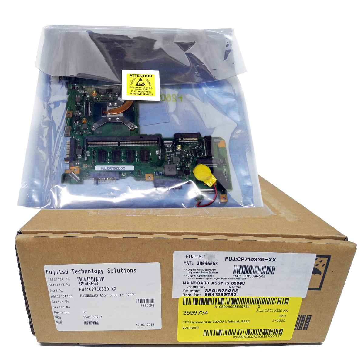 Fujitsu Mainboard ASSY I5 6200U CP710330-XX for LifeBook S936 new OVP Fujitsu Mainboard ASSY I5 6200U CP710330-XX for LifeBook S936 new OVP
