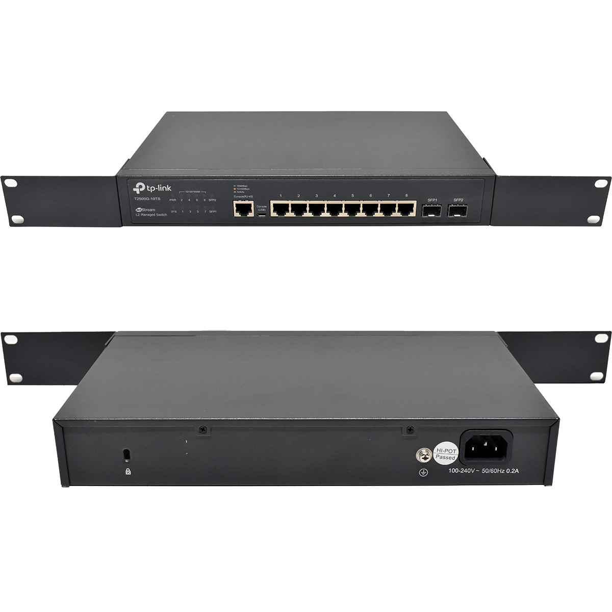 TP-Link T2500G-10TS (TL-SG3210) JetStream 8-Port RJ-45 GE L2 Managed Switch 2x SFP Rack Ears