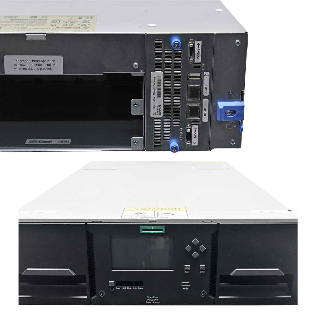 HP StoreEver MSL3040 Q6Q62B Base Tape Library +Controller Card 2xPSU no Tape Drives