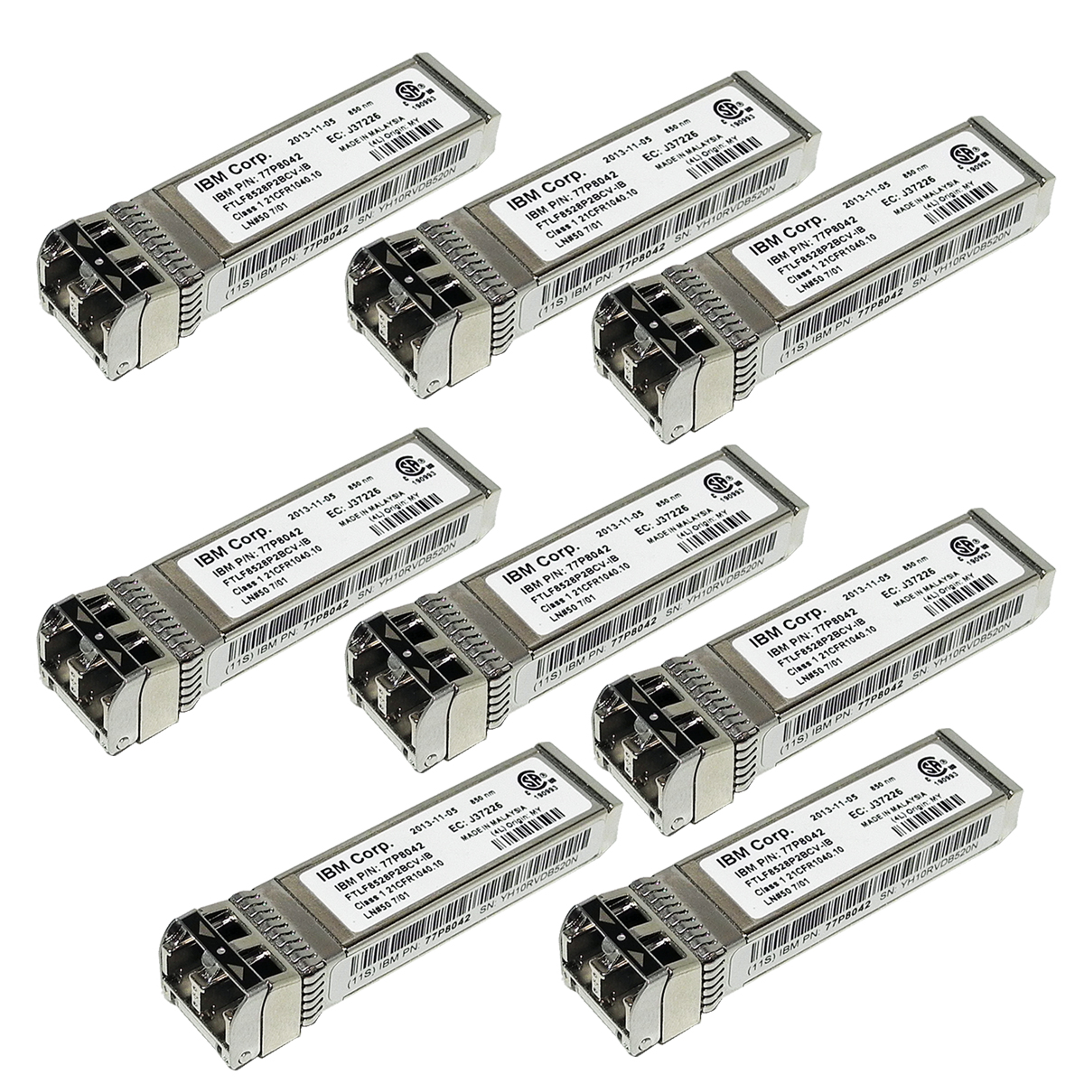 8 x IBM Finisar FTLF8528P2BCV-IB 8Gb SW 850nm SFP+ FC Transceiver 77P8042 8 x IBM Finisar FTLF8528P2BCV-IB 8Gb SW 850nm SFP+ FC Transceiver 77P8042